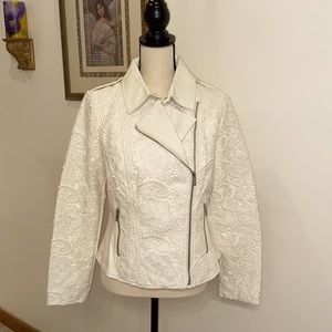 Kate & Mallory Cream Lace and Faux Leather Jacket Size M
